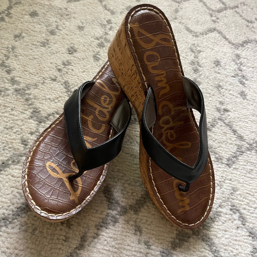 Sam Edelman black and brown wedges
